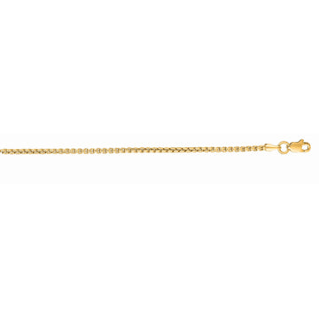 14K Yellow Gold 1.3mm Lite Round Box 16 Chain with Lobster Lock